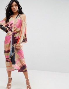 Платье-кимоно миди с абстрактным принтом ASOS - Мульти