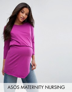 Двухслойный асимметричный топ для кормящих мам ASOS Maternity - Фиолетовый