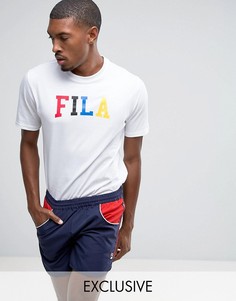 Черная футболка колор блок с большим логотипом Fila эксклюзивно для ASOS - Белый