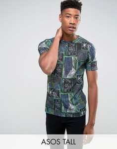 Футболка под лен с мозаичным принтом ASOS TALL - Мульти