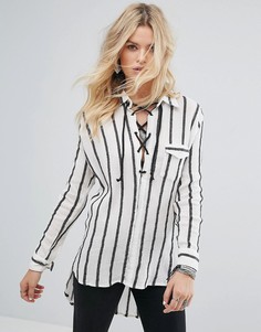 Свободная рубашка в полоску Glamorous - Серый