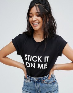 Футболка с принтом Stick It On Me ASOS - Черный