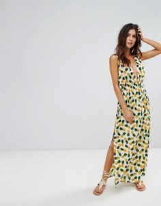 Пляжное платье макси с принтом ананас Liquorish - Белый