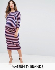 Облегающее платье в полоску с рукавами 3/4 Bluebelle Maternity - Мульти