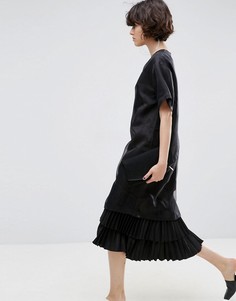 Многослойное платье миди из органзы в горошек ASOS WHITE - Черный