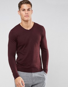 Бордовый джемпер с V-образным вырезом Burton Menswear - Красный