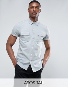 Голубая рубашка классического кроя из саржи ASOS TALL - Синий
