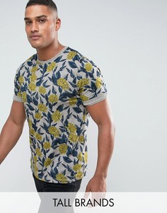 Футболка с круглым вырезом и цветочным принтом Ted Baker TALL - Серый