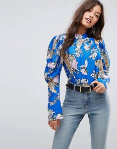 Топ с принтом и присборенными рукавами ASOS - Мульти