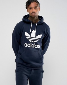 Худи темно-синего цвета с логотипом-трилистником adidas Originals BS4629 - Темно-синий