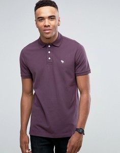 Эластичное поло из пике сливового цвета с логотипом Abercrombie &amp; Fitch - Красный
