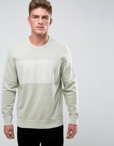 Серо-белый свитшот с круглым вырезом и полоской на груди Abercrombie &amp; Fitch - Белый