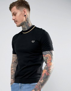 Черная футболка из пике с контрастной отделкой Fred Perry REISSUES - Черный