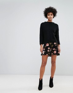 Мини-юбка с цветочным принтом Vero Moda - Черный
