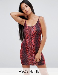 Красное платье мини с леопардовым принтом и кнопками ASOS PETITE - Красный
