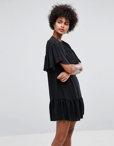 Прозрачное свободное платье с оборками ASOS - Черный