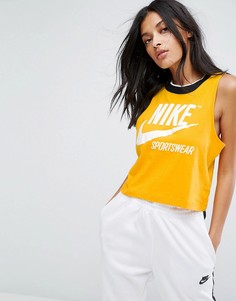 Укороченная майка в рубчик Nike - Желтый