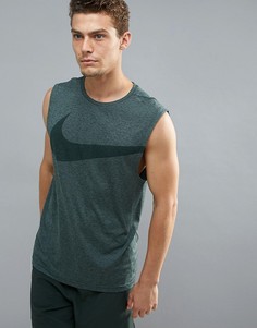 Майка цвета хаки Nike Training HyperDry 847800-372 - Зеленый