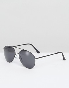 Черные очки-авиаторы в легкой металлической оправе ASOS - Черный