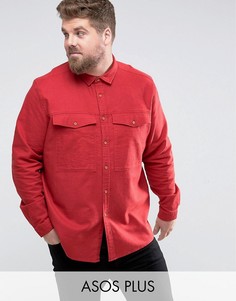 Красная рубашка навыпуск с карманами на груди ASOS PLUS - Красный