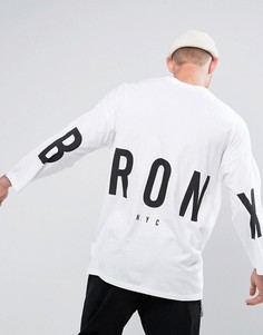 Футболка оверсайз с рукавами 3/4 и принтом Bronx на спине ASOS - Белый