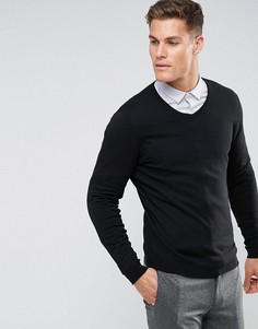 Черный джемпер с V-образным вырезом Burton Menswear - Черный