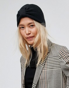 Черная шапка с узлом спереди ASOS - Черный
