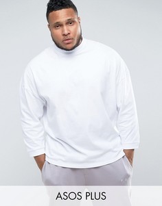 Оверсайз-футболка с высоким воротом и укороченными рукавами ASOS PLUS - Белый