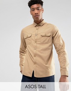 Рубашка на выпуск с карманами ASOS TALL - Светло-серый
