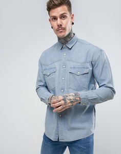Выбеленная джинсовая оверсайз-рубашка в винтажном стиле ASOS - Синий