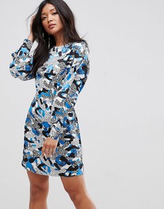 Платье мини со звериным и камуфляжным принтом ASOS - Мульти