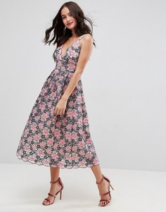 Кружевное платье миди для выпускного ASOS - Мульти