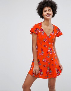 Платье на пуговицах с мелким принтом ASOS - Мульти