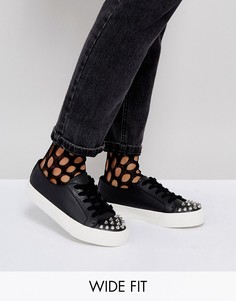 Кроссовки для широкой стопы на шнуровке с заклепками ASOS DANGEROUS - Черный