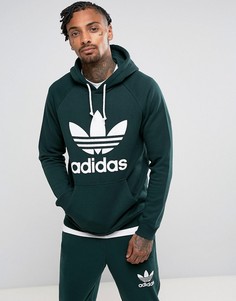 Худи зеленого цвета с логотипом-трилистником adidas Originals BR4183 - Зеленый
