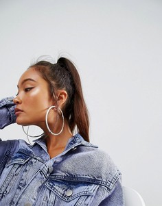 Большие серьги-кольца со стразами ASOS - Серебряный