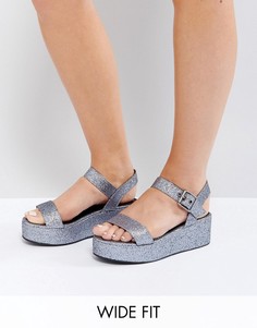 Сандалии на танкетке для широкой стопы ASOS TOUCAN - Серебряный