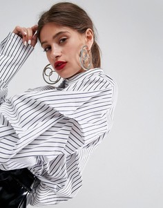 Большие тройные серьги-кольца ASOS - Серебряный