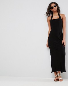 Облегающее платье макси с завязкой на шее ASOS - Черный