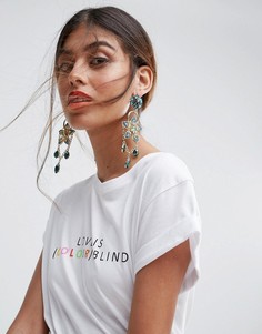 Броские серьги-подвески с камнями ASOS - Золотой