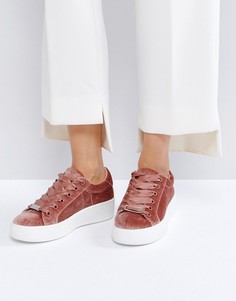 Розовые кроссовки из бархата Steve Madden Bertie - Розовый