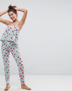 Пижамный комплект с принтом вишен ASOS - Мульти