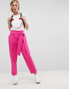 Брюки с поясом оригами и завязкой ASOS - Розовый