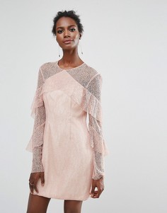 Кружевное платье мини с оборками Keepsake Wide Awake - Розовый