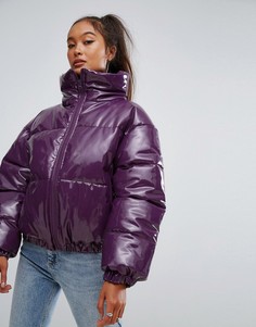 Блестящая лакированная дутая куртка ASOS - Фиолетовый