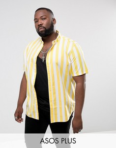Желтая рубашка классического кроя в полоску ASOS PLUS - Желтый