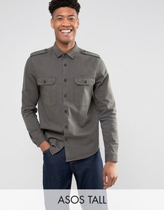 Рубашка милитари навыпуск цвета хаки ASOS TALL - Зеленый