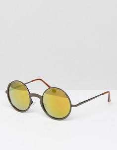 Круглые солнцезащитные очки с желтыми линзами New Look - Черный
