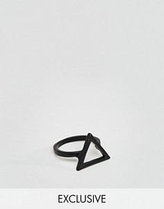 Черное матовое кольцо с треугольной отделкой DesignB London эксклюзивно для ASOS - Черный