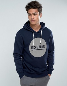 Худи с фирменным принтом Jack &amp; Jones - Темно-синий